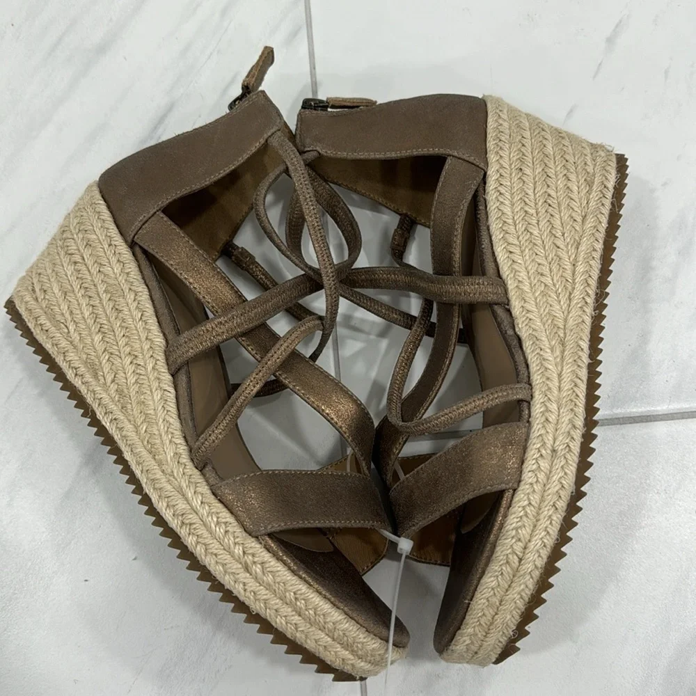 NEW! Eileen Fisher Wanda Metallic Suede Espadrille - Size 8.5